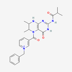 molecular formula C25H29N6O3+ B13383268 N-[5-(1-benzylpyridin-1-ium-3-carbonyl)-6,7-dimethyl-4-oxo-1,6,7,8-tetrahydropteridin-2-yl]-2-methylpropanamide 