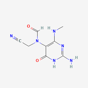 molecular formula C8H10N6O2 B13383436 N-[2-amino-6-(methylamino)-4-oxo-1H-pyrimidin-5-yl]-N-(cyanomethyl)formamide 