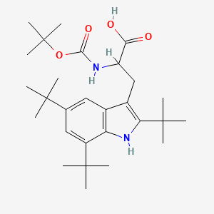 molecular formula C28H44N2O4 B13383647 (2S)-2-{[(tert-butoxy)carbonyl]amino}-3-(2,5,7-tri-tert-butyl-1H-indol-3-yl)propanoic acid 