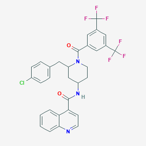 molecular formula C31H24ClF6N3O2 B13383721 N-[1-[3,5-bis(trifluoromethyl)benzoyl]-2-[(4-chlorophenyl)methyl]piperidin-4-yl]quinoline-4-carboxamide 