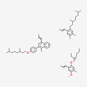 molecular formula C70H102O3 B13383797 2-[4-(3,7-Dimethyloctoxy)phenyl]-1-methyl-4-prop-1-enylnaphthalene;1-(3,7-dimethyloctyl)-4,5-dimethyl-2-prop-1-enylbenzene;1-(2-ethylhexoxy)-4-methoxy-5-methyl-2-prop-1-enylbenzene 