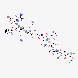molecular formula C77H127N21O18 B13383908 H-DL-Val-DL-Asp-DL-Trp-DL-Lys-DL-Lys-DL-xiIle-Gly-DL-Gln-DL-His-DL-xiIle-DL-Leu-DL-Ser-DL-Val-DL-Leu-NH2 