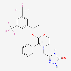 molecular formula C23H22F6N4O3 B13383916 5-[[(2R,3S)-2-[(1R)-1-[3,5-bis(trifluoromethyl)phenyl]ethoxy]-3-phenylmorpholin-4-yl]methyl]-1,2-dihydro-1,2,4-triazol-3-one 