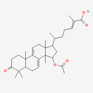 molecular formula C32H46O5 B13384028 6-(15-Acetyloxy-4,4,10,13,14-pentamethyl-3-oxo-1,2,5,6,12,15,16,17-octahydrocyclopenta[a]phenanthren-17-yl)-2-methylhept-2-enoic acid 