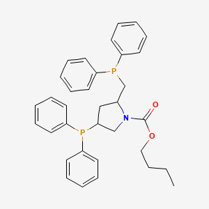 molecular formula C34H37NO2P2 B13384044 Butyl 4-diphenylphosphanyl-2-(diphenylphosphanylmethyl)pyrrolidine-1-carboxylate 