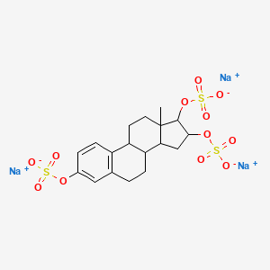 molecular formula C18H21Na3O12S3 B13384170 Trisodium;(13-methyl-3,16-disulfonatooxy-6,7,8,9,11,12,14,15,16,17-decahydrocyclopenta[a]phenanthren-17-yl) sulfate 