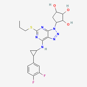 molecular formula C21H24F2N6O3S B13384232 4-[7-[[2-(3,4-difluorophenyl)cyclopropyl]amino]-5-propylsulfanyltriazolo[4,5-d]pyrimidin-3-yl]cyclopentane-1,2,3-triol 