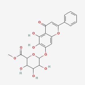molecular formula C22H20O11 B13384283 Methyl 6-(5,6-dihydroxy-4-oxo-2-phenylchromen-7-yl)oxy-3,4,5-trihydroxyoxane-2-carboxylate 