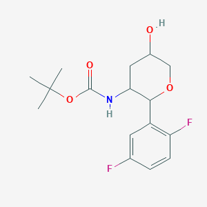 molecular formula C16H21F2NO4 B13384334 tert-butyl N-[2-(2,5-difluorophenyl)-5-hydroxyoxan-3-yl]carbamate 