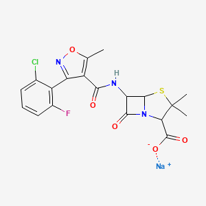 molecular formula C19H16ClFN3NaO5S B13384437 sodium;(2S,5R,6R)-6-[[3-(2-chloro-6-fluorophenyl)-5-methyl-1,2-oxazole-4-carbonyl]amino]-3,3-dimethyl-7-oxo-4-thia-1-azabicyclo[3.2.0]heptane-2-carboxylate 
