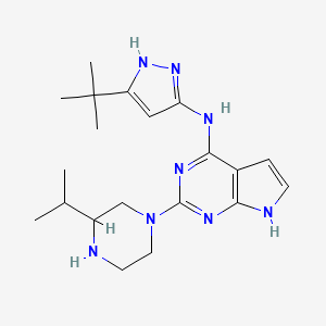 molecular formula C20H30N8 B13384443 N-(5-tert-butyl-1H-pyrazol-3-yl)-2-(3-propan-2-ylpiperazin-1-yl)-7H-pyrrolo[2,3-d]pyrimidin-4-amine 