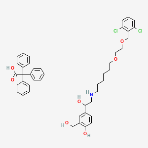 molecular formula C44H49Cl2NO7 B13384498 4-(2-((6-(2-((2,6-dichlorobenzyl)oxy)ethoxy)hexyl)aMino)-1-hydroxyethyl)-2-(hydroxyMethyl)phenol 2,2,2-triphenylacetate 