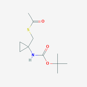 molecular formula C11H19NO3S B1338457 Ethanethioic acid, S-[[1-[[(1,1-dimethylethoxy)carbonyl]amino]cyclopropyl]methyl] ester 