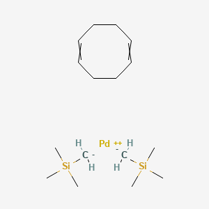 molecular formula C16H34PdSi2 B13384580 cycloocta-1,5-diene;methanidyl(trimethyl)silane;palladium(2+) 