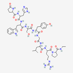 molecular formula C55H76N16O12 B13384601 H-DL-Pyr-DL-His-DL-Trp-DL-Ser-DL-Tyr-Gly-DL-Leu-DL-Arg-DL-Pro-NHEt 