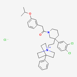 molecular formula C37H45Cl3N2O2 B13384637 1-[3-(3,4-Dichlorophenyl)-3-[2-(4-phenyl-1-azoniabicyclo[2.2.2]octan-1-yl)ethyl]piperidin-1-yl]-2-(3-propan-2-yloxyphenyl)ethanone;chloride 