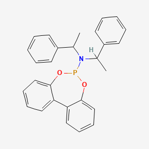 molecular formula C28H26NO2P B13384671 N,N-bis(1-phenylethyl)benzo[d][1,3,2]benzodioxaphosphepin-6-amine 