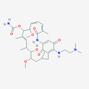 molecular formula C32H48N4O8 B13384692 Carbamic acid [21-[2-(dimethylamino)ethylamino]-6-hydroxy-5,11-dimethoxy-3,7,9,15-tetramethyl-16,20,22-trioxo-17-azabicyclo[16.3.1]docosa-1(21),8,12,14,18-pentaen-10-yl] ester 