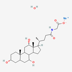 molecular formula C26H44NNaO7 B13384723 Sodium 2-((4R)-4-((3R,7R,10S,12S,13R,17R)-3,7,12-trihydroxy-10,13-dimethylhexadecahydro-1H-cyclopenta[a]phenanthren-17-yl)pentanamido)acetate hydrate 