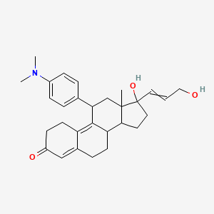 molecular formula C29H37NO3 B13384764 11-[4-(Dimethylamino)phenyl]-17-hydroxy-17-(3-hydroxyprop-1-en-1-yl)-13-methyl-1,2,6,7,8,11,12,13,14,15,16,17-dodecahydro-3H-cyclopenta[a]phenanthren-3-one 