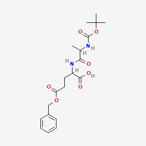 molecular formula C20H28N2O7 B13384826 2-[2-[(2-Methylpropan-2-yl)oxycarbonylamino]propanoylamino]-5-oxo-5-phenylmethoxypentanoic acid 