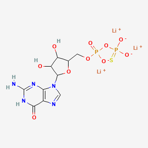 molecular formula C10H12Li3N5O10P2S B13384860 trilithium;[5-(2-amino-6-oxo-1H-purin-9-yl)-3,4-dihydroxyoxolan-2-yl]methyl dioxidophosphinothioyl phosphate 