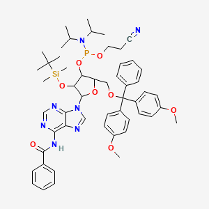 molecular formula C53H66N7O8PSi B13384875 N-[9-[5-[[bis(4-methoxyphenyl)-phenylmethoxy]methyl]-3-[tert-butyl(dimethyl)silyl]oxy-4-[2-cyanoethoxy-[di(propan-2-yl)amino]phosphanyl]oxyoxolan-2-yl]purin-6-yl]benzamide 