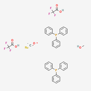 molecular formula C42H36F6O6P2Ru B13384909 Carbonylbis(trifluoroacetato)bis(triphenylphosphine)ruthenium (II)methanol adduct 