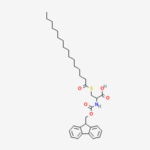 molecular formula C34H47NO5S B13384920 N-alpha-(9-Fluorenylmethyloxycarbonyl)-S-t-palmitoyl-L-cysteine 