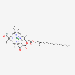 molecular formula C55H72MgN4O6-2 B13384921 Magnesium;methyl 11,16-diethyl-12-formyl-17,21,26-trimethyl-4-oxo-22-[3-oxo-3-(3,7,11,15-tetramethylhexadec-2-enoxy)propyl]-7,23,24,25-tetrazanidahexacyclo[18.2.1.15,8.110,13.115,18.02,6]hexacosa-1,5,8(26),9,11,13,15,17,19-nonaene-3-carboxylate CAS No. 9013-66-5