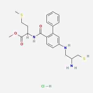 molecular formula C22H30ClN3O3S2 B13384952 Methyl 2-[[4-[(2-amino-3-sulfanylpropyl)amino]-2-phenylbenzoyl]amino]-4-methylsulfanylbutanoate;hydrochloride 