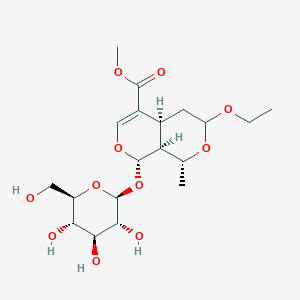 molecular formula C19H30O11 B13384975 methyl (1R,4aS,8S,8aS)-3-ethoxy-1-methyl-8-[(2S,3R,4S,5S,6R)-3,4,5-trihydroxy-6-(hydroxymethyl)oxan-2-yl]oxy-1,3,4,4a,8,8a-hexahydropyrano[3,4-c]pyran-5-carboxylate 