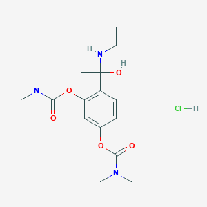 molecular formula C16H26ClN3O5 B13385057 N,N-dimethylcarbamic acid [3-[dimethylamino(oxo)methoxy]-4-[1-(ethylamino)-1-hydroxyethyl]phenyl] ester hydrochloride 