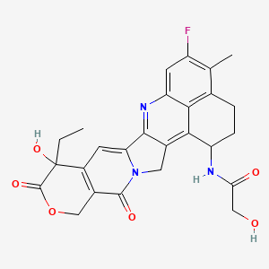 molecular formula C26H24FN3O6 B13385064 N-(10-ethyl-18-fluoro-10-hydroxy-19-methyl-5,9-dioxo-8-oxa-4,15-diazahexacyclo[14.7.1.02,14.04,13.06,11.020,24]tetracosa-1,6(11),12,14,16,18,20(24)-heptaen-23-yl)-2-hydroxyacetamide 