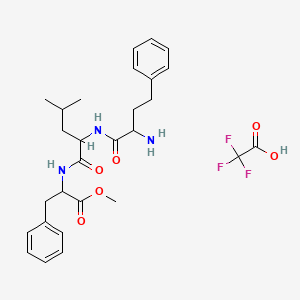 molecular formula C28H36F3N3O6 B13385177 (S)-Methyl 2-((S)-2-((S)-2-aMino-4-phenylbutanaMido)-4-MethylpentanaMido)-3-phenylpropanoate trifluoroacetic acid 