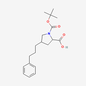 molecular formula C19H27NO4 B13385313 (2S,4R)-1-[(tert-butoxy)carbonyl]-4-(3-phenylpropyl)pyrrolidine-2-carboxylic acid 