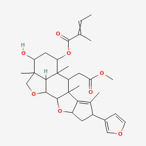 molecular formula C32H42O8 B13385320 [6-(Furan-3-yl)-14-hydroxy-10-(2-methoxy-2-oxoethyl)-7,9,11,15-tetramethyl-3,17-dioxapentacyclo[9.6.1.02,9.04,8.015,18]octadec-7-en-12-yl] 2-methylbut-2-enoate 