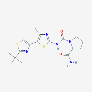 molecular formula C17H23N5O2S2 B13385325 (2S)-1-N-[5-(2-tert-butyl-1,3-thiazol-4-yl)-4-methyl-1,3-thiazol-2-yl]pyrrolidine-1,2-dicarboxamide 