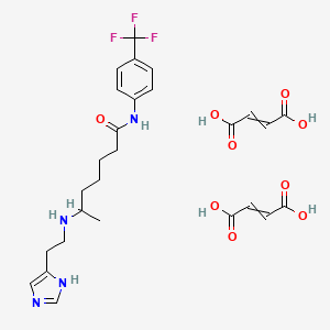 molecular formula C27H33F3N4O9 B13385332 but-2-enedioic acid;6-[2-(1H-imidazol-5-yl)ethylamino]-N-[4-(trifluoromethyl)phenyl]heptanamide 