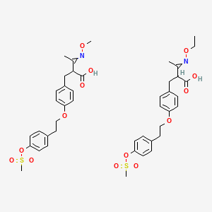 molecular formula C43H52N2O14S2 B13385350 3-Ethoxyimino-2-[[4-[2-(4-methylsulfonyloxyphenyl)ethoxy]phenyl]methyl]butanoic acid;3-methoxyimino-2-[[4-[2-(4-methylsulfonyloxyphenyl)ethoxy]phenyl]methyl]butanoic acid 