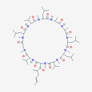 molecular formula C63H111N11O12 B13385367 1,4,7,10,12,15,19,25,28-Nonamethyl-33-(2-methylhex-4-enoyl)-6,9,18,24-tetrakis(2-methylpropyl)-3,21,30-tri(propan-2-yl)-1,4,7,10,13,16,19,22,25,28,31-undecazacyclotritriacontane-2,5,8,11,14,17,20,23,26,29,32-undecone 