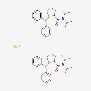 molecular formula C48H64FeN2O2P2+2 B13385426 2-diphenylphosphanyl-N,N-di(propan-2-yl)cyclopentane-1-carboxamide;iron(2+) 