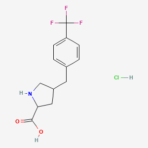 molecular formula C13H15ClF3NO2 B13385432 4-[[4-(Trifluoromethyl)phenyl]methyl]pyrrolidine-2-carboxylic acid;hydrochloride 