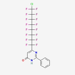 molecular formula C18H7ClF16N2O B13385552 6-(8-chloro-1,1,2,2,3,3,4,4,5,5,6,6,7,7,8,8-hexadecafluorooctyl)-2-phenyl-4(3H)-pyrimidinone 