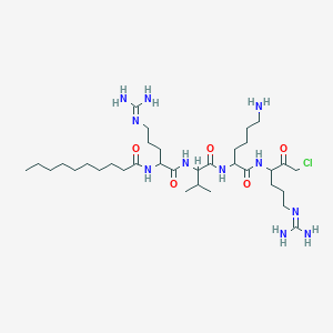 molecular formula C34H66ClN11O5 B13385553 Decanoyl-Arg-Val-Lys-Arg-CMK.TFA 