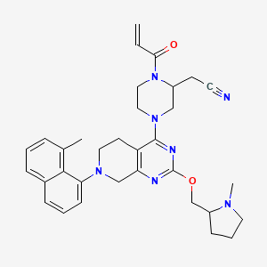 molecular formula C33H39N7O2 B13385556 2-[(2S)-4-[7-(8-methylnaphthalen-1-yl)-2-{[(2S)-1-methylpyrrolidin-2-yl]methoxy}-5H,6H,7H,8H-pyrido[3,4-d]pyrimidin-4-yl]-1-(prop-2-enoyl)piperazin-2-yl]acetonitrile 