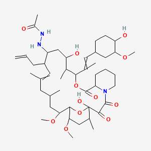 molecular formula C46H75N3O12 B13385581 N'-[(1R,9S,12S,13R,14S,17R,18E,21S,23S,24R,25S,27R)-1,14-dihydroxy-12-[(E)-1-[(1R,3R,4R)-4-hydroxy-3-methoxycyclohexyl]prop-1-en-2-yl]-23,25-dimethoxy-13,19,21,27-tetramethyl-2,3,10-trioxo-17-prop-2-enyl-11,28-dioxa-4-azatricyclo[22.3.1.04,9]octacos-18-en-16-yl]acetohydrazide 