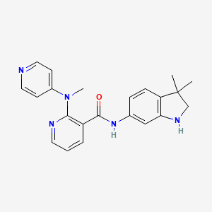 molecular formula C22H23N5O B13385595 3-Pyridinecarboxamide, N-(2,3-dihydro-3,3-dimethyl-1H-indol-6-yl)-2-(methyl-4-pyridinylamino)- CAS No. 1263280-38-1