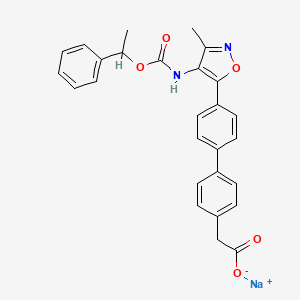 molecular formula C27H23N2NaO5 B13385617 Sodium;2-[4-[4-[3-methyl-4-(1-phenylethoxycarbonylamino)-1,2-oxazol-5-yl]phenyl]phenyl]acetate 