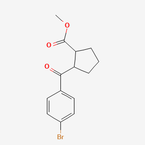molecular formula C14H15BrO3 B13385629 cis-2-(4-Bromobenzoyl)cyclopentanecarboxylic acid methyl ester 